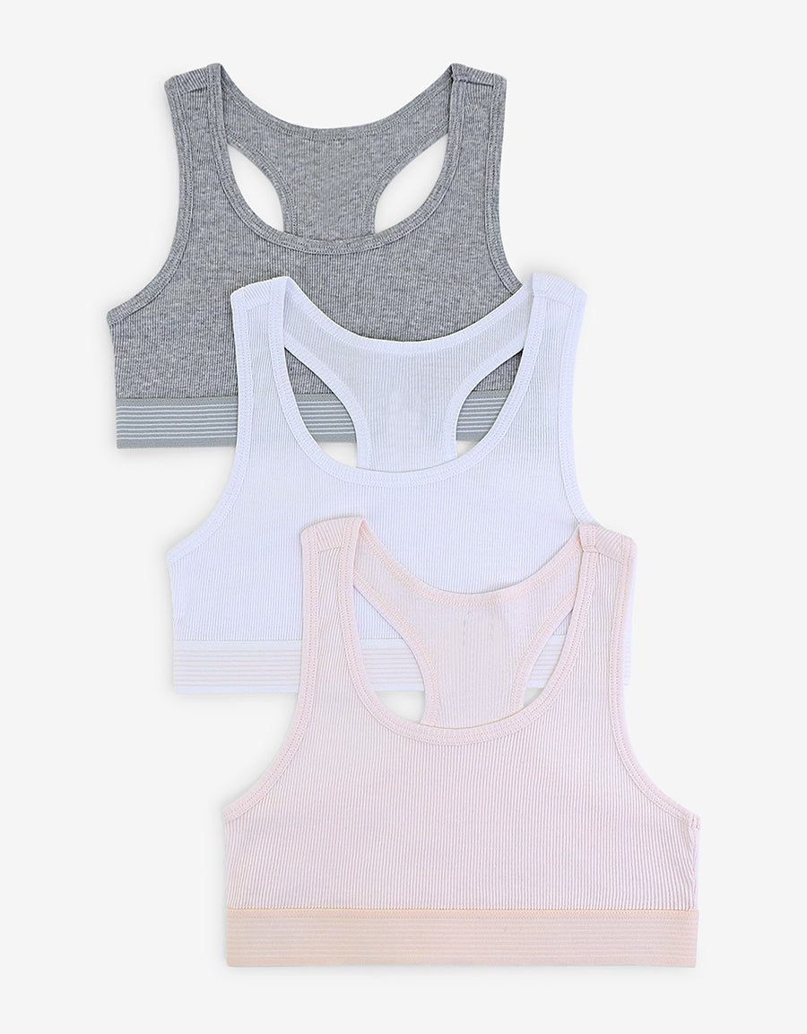 Cotton Padded Racerback Croptops (Pack Of 3)
