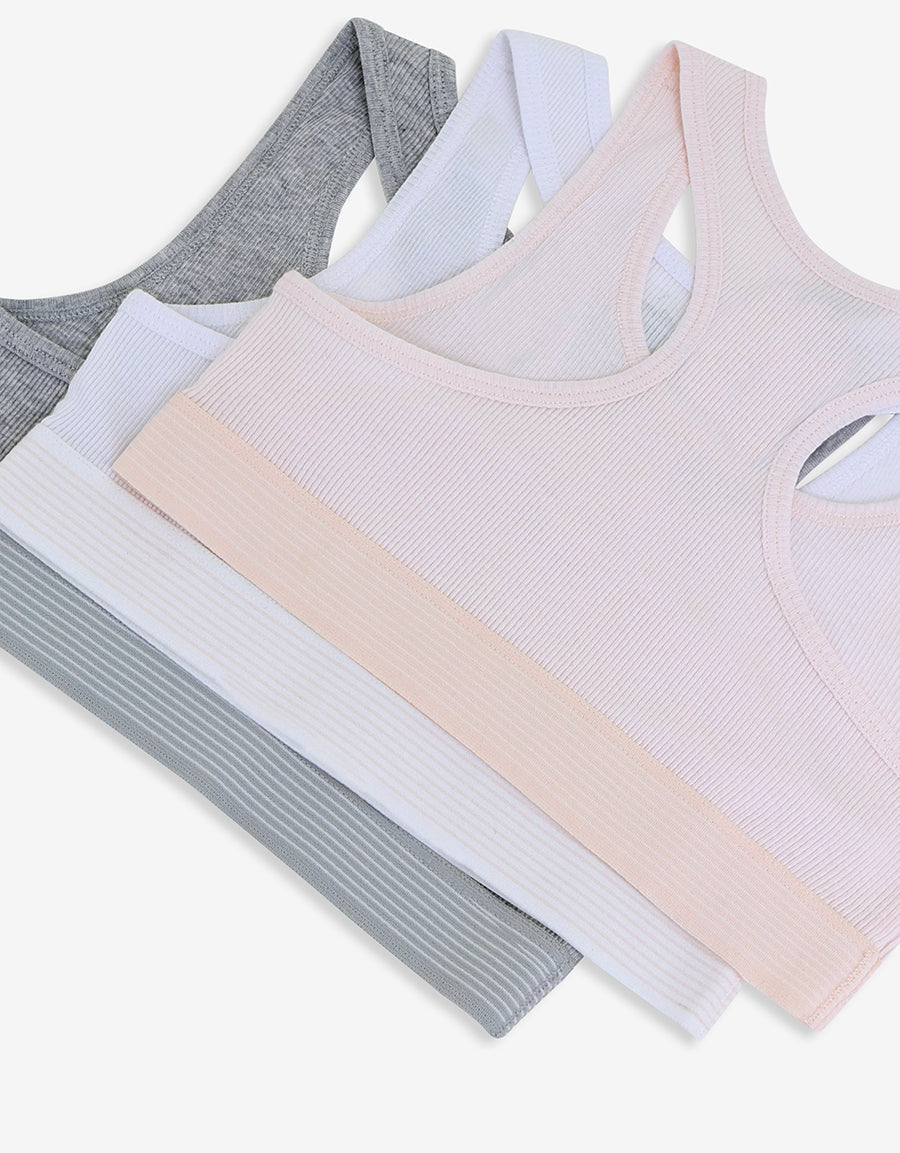 Non-Padded Cotton Racerback Croptops (Pack Of 3)