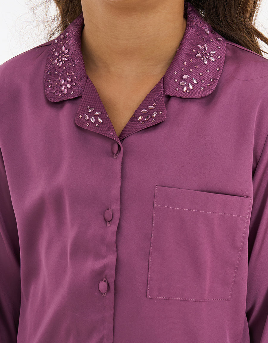 Long Sleeve Satin Pajama Set