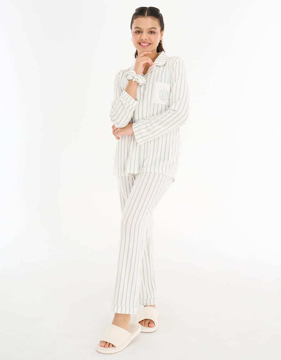 Striped Long Sleeve Pajama Set