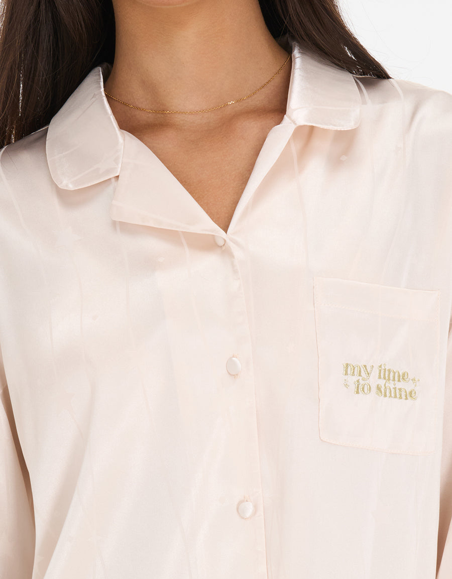 Long Sleeve Satin Pajama Set