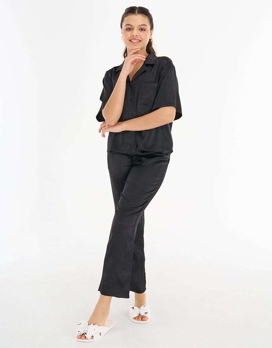 Short Sleeve Satin Pajama Set