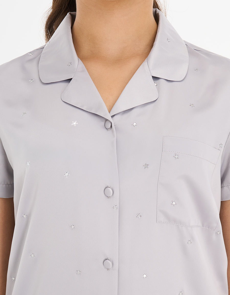 Short Sleeve Satin Pajama Set