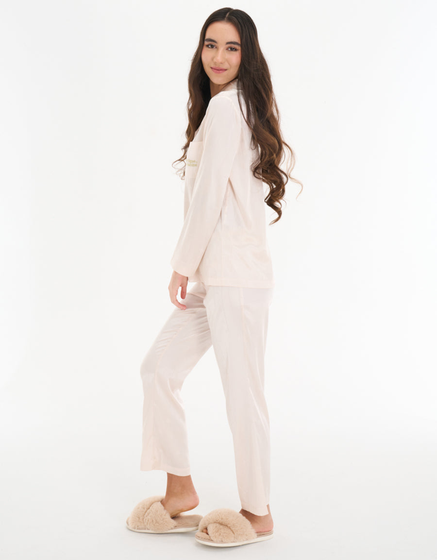 Long Sleeve Satin Pajama Set