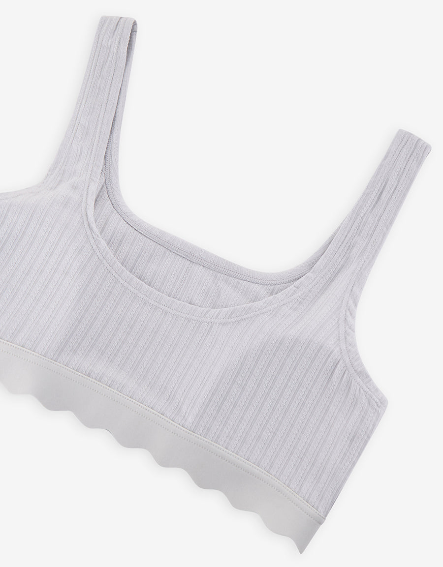 Scallop-Edge Ribbed Crop Top
