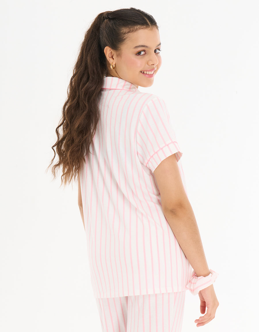 Striped Short Sleeve Pajama Set