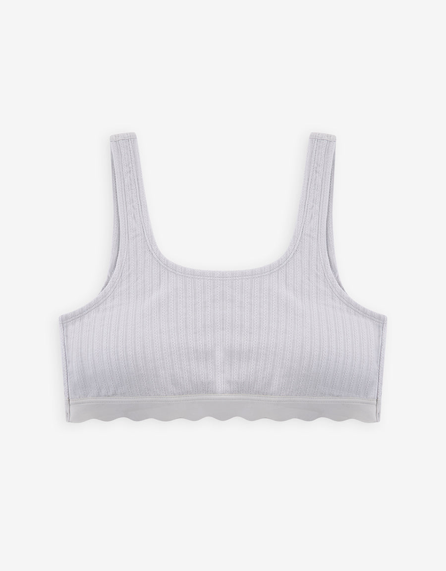 Scallop-Edge Ribbed Crop Top