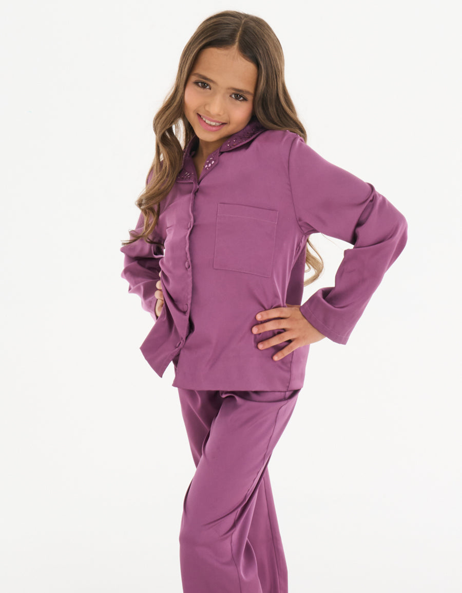 Long Sleeve Satin Pajama Set