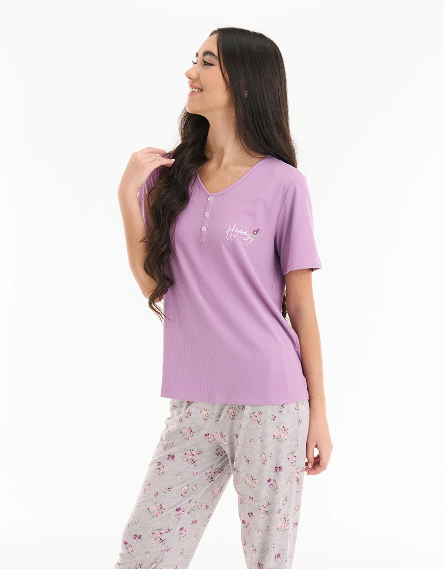 Floral Print Cotton Pajama Set