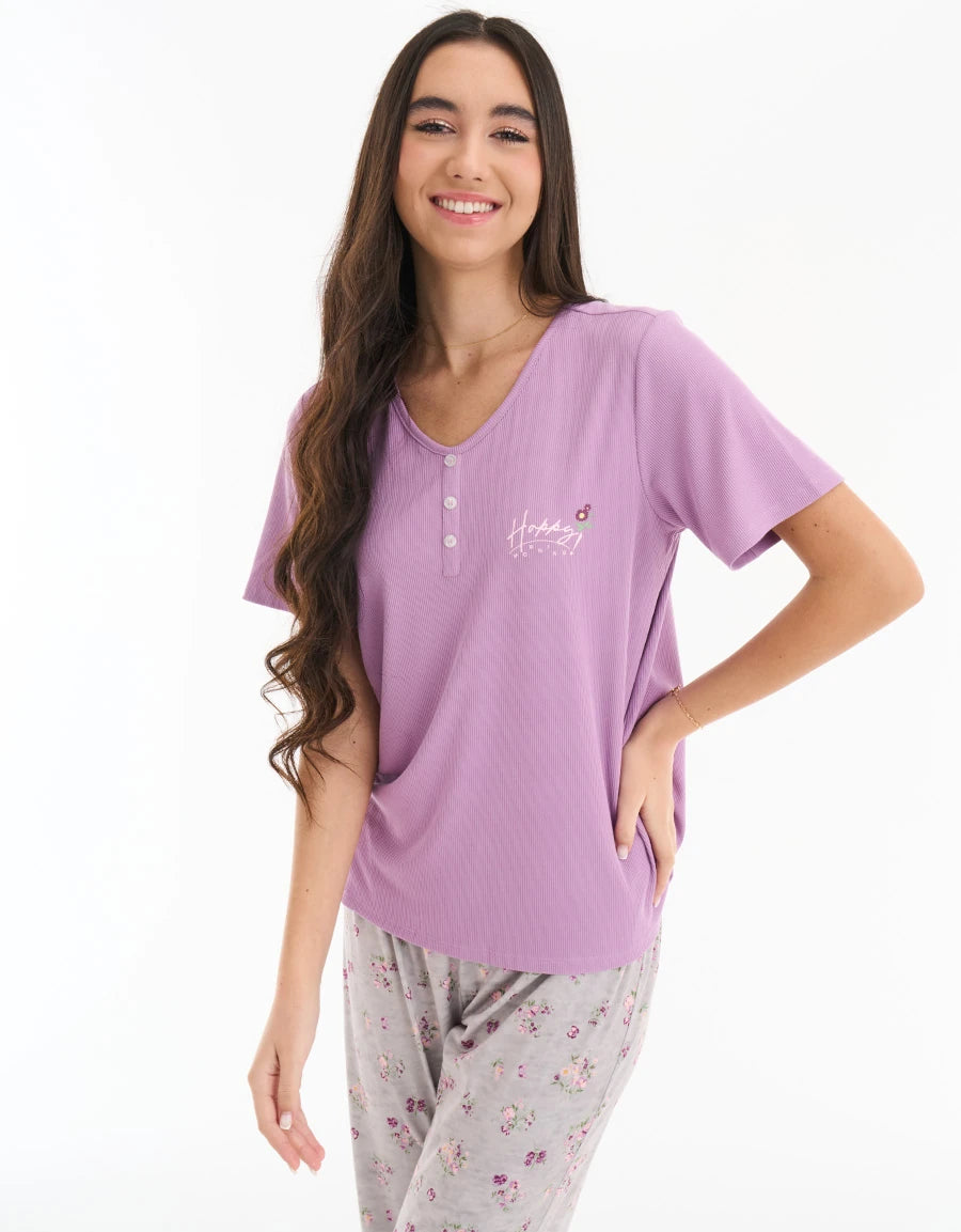 Floral Print Cotton Pajama Set