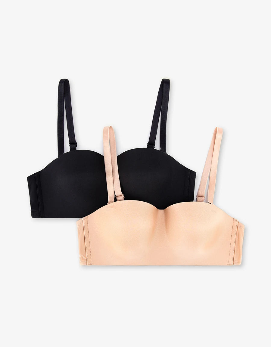 2-Pack Smooth Microfiber Strapless Bras