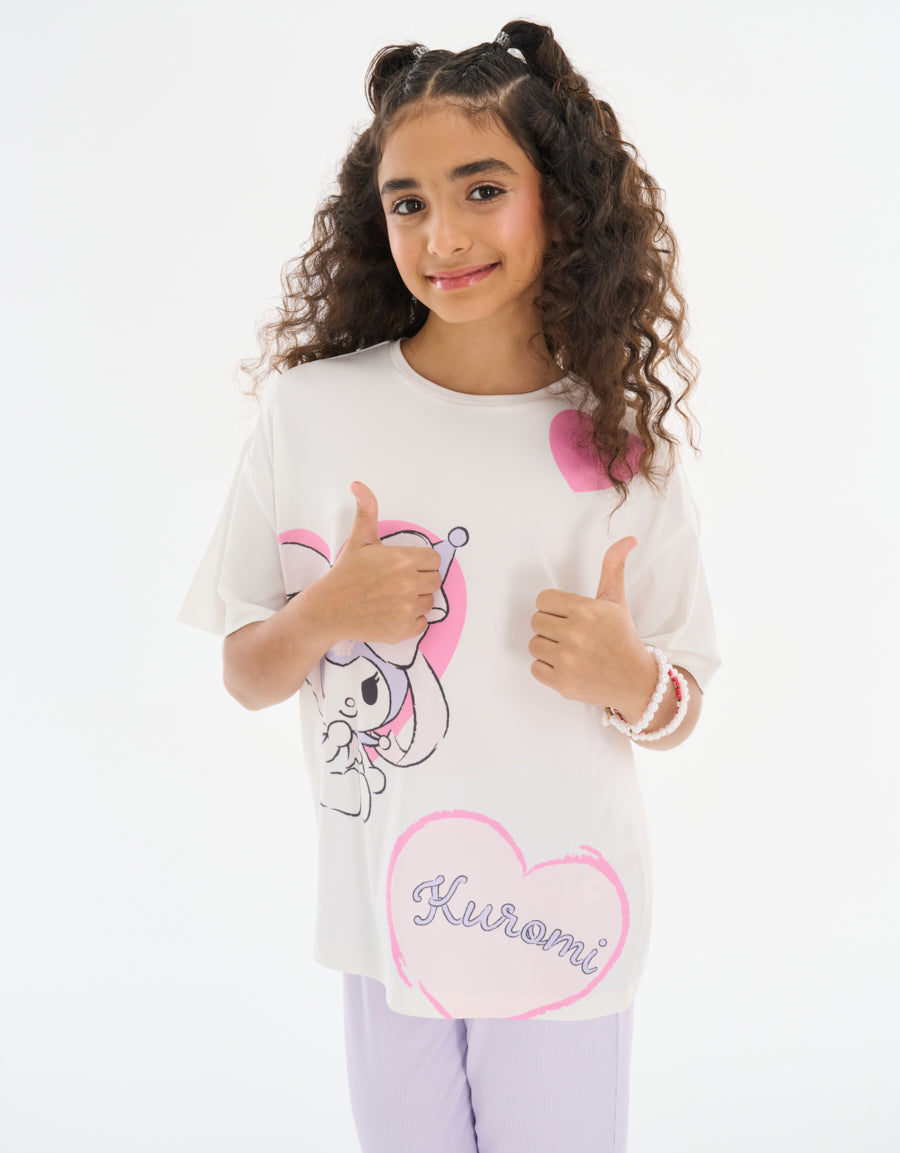 Short Sleeve Tee and Pants Pajama Set in Dark Purple